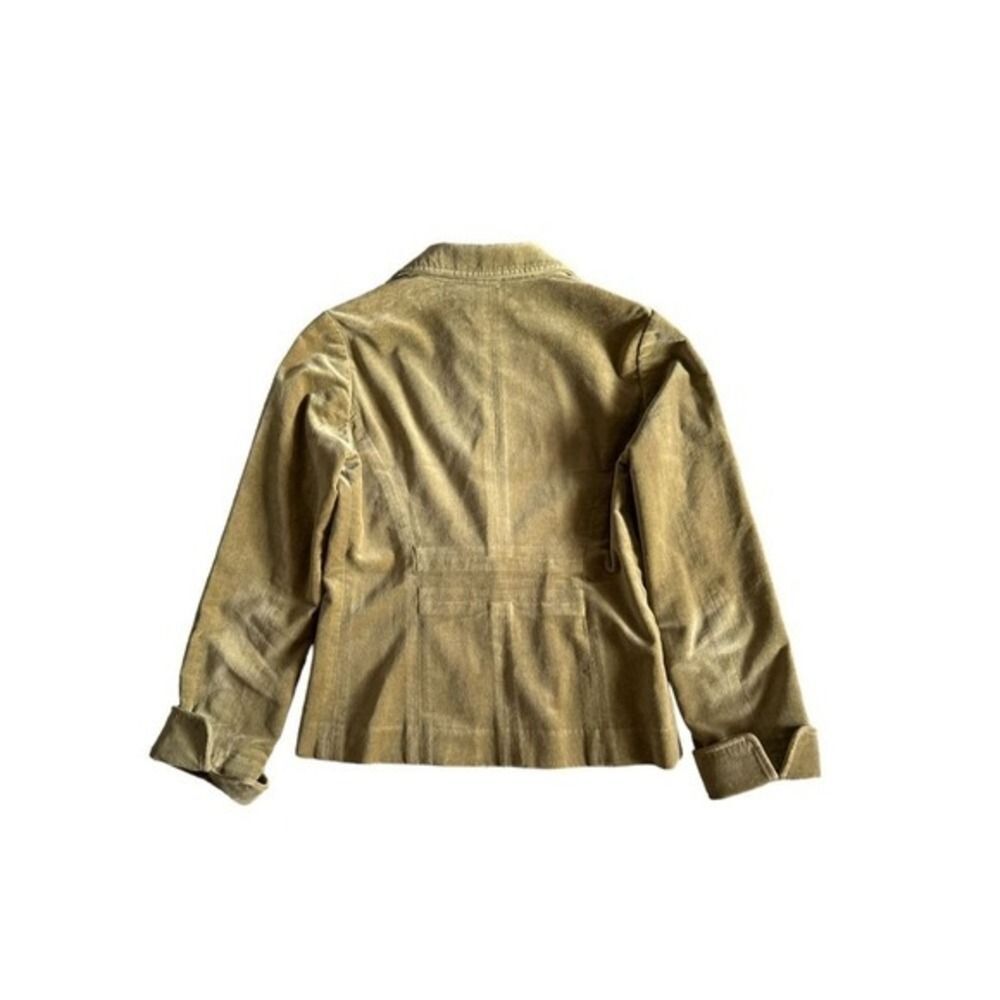 J. Crew Womens 100% Cotton Velvet Green One Button Blazer Jacket sz 2 Minimalist - Picture 3 of 4